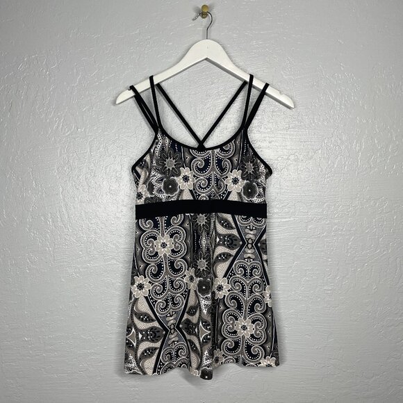 Prana Tops - Prana Women L Black White Beige Kaley Tank Paisley Strappy Built in Bra Outdoors